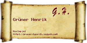 Grüner Henrik névjegykártya